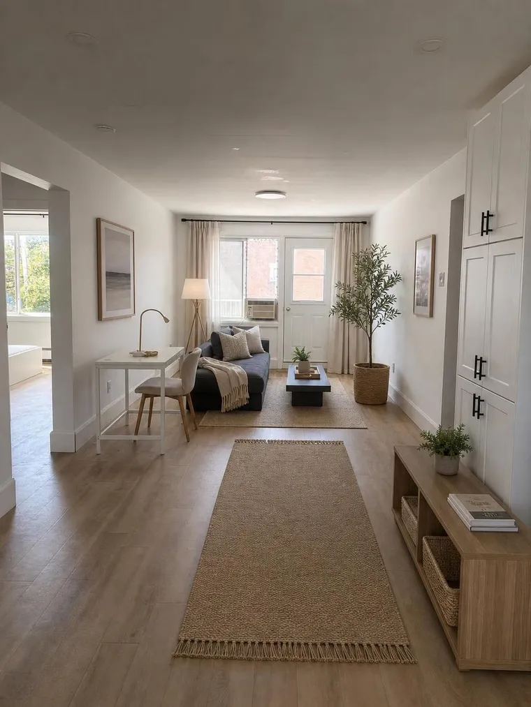 Salon lumineux et meublé d'un logement IBB